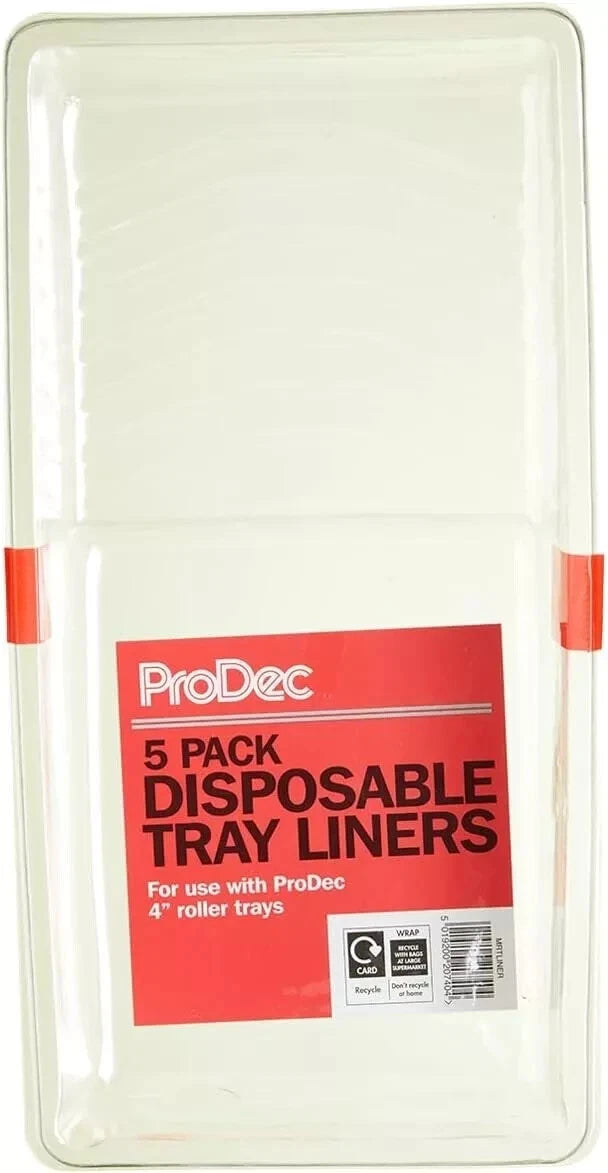 ProDec Paint Roller Tray Moulded Plastic Liners 4" Pack x 5 Timesaver Disposable