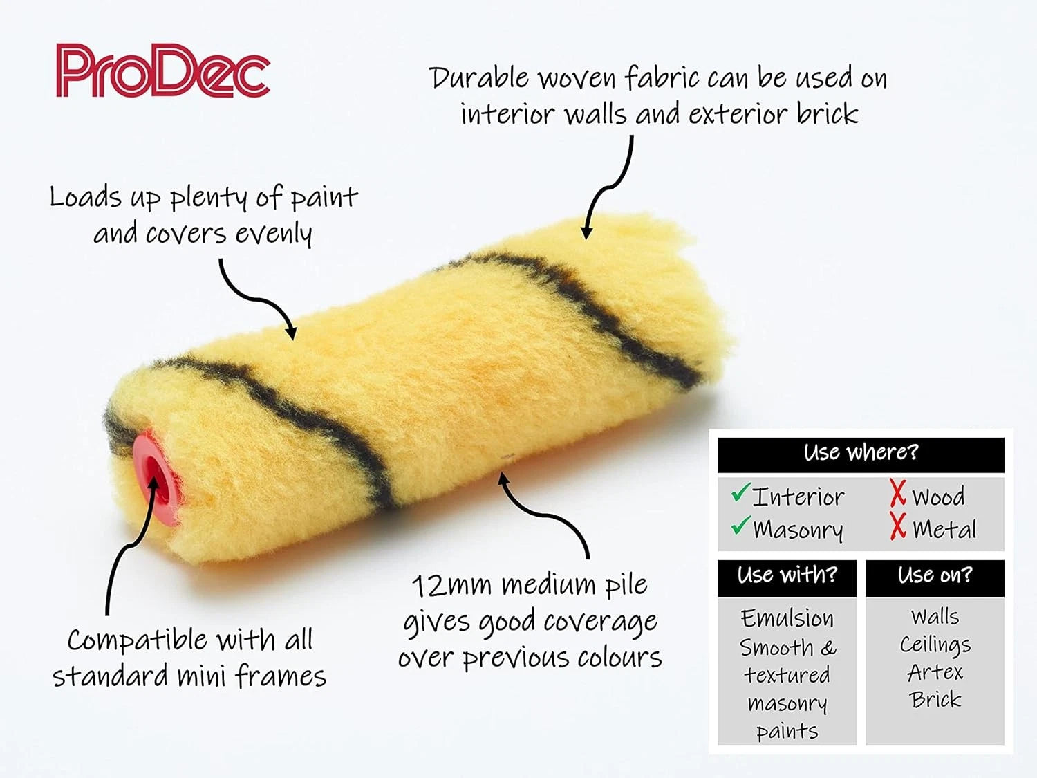 PRODEC 4" Medium Pile Tiger Stripe Emulsion Roller Sleeves 10-Pack