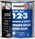 Zinsser Bulls Eye 123 Multi Surface Primer Sealer Paint WHITE 1L