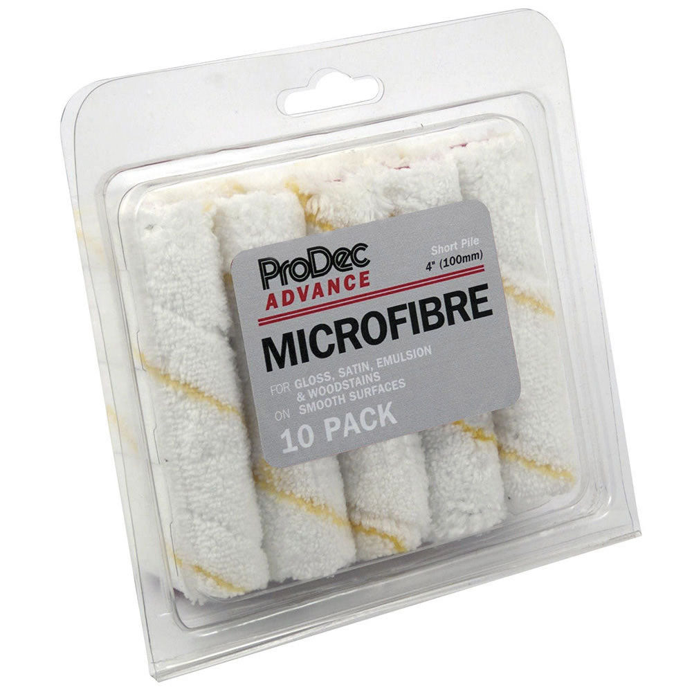 ProDec Advance 10 Pack - 4" Inch Microfibre Short Pile Paint Mini Rollers