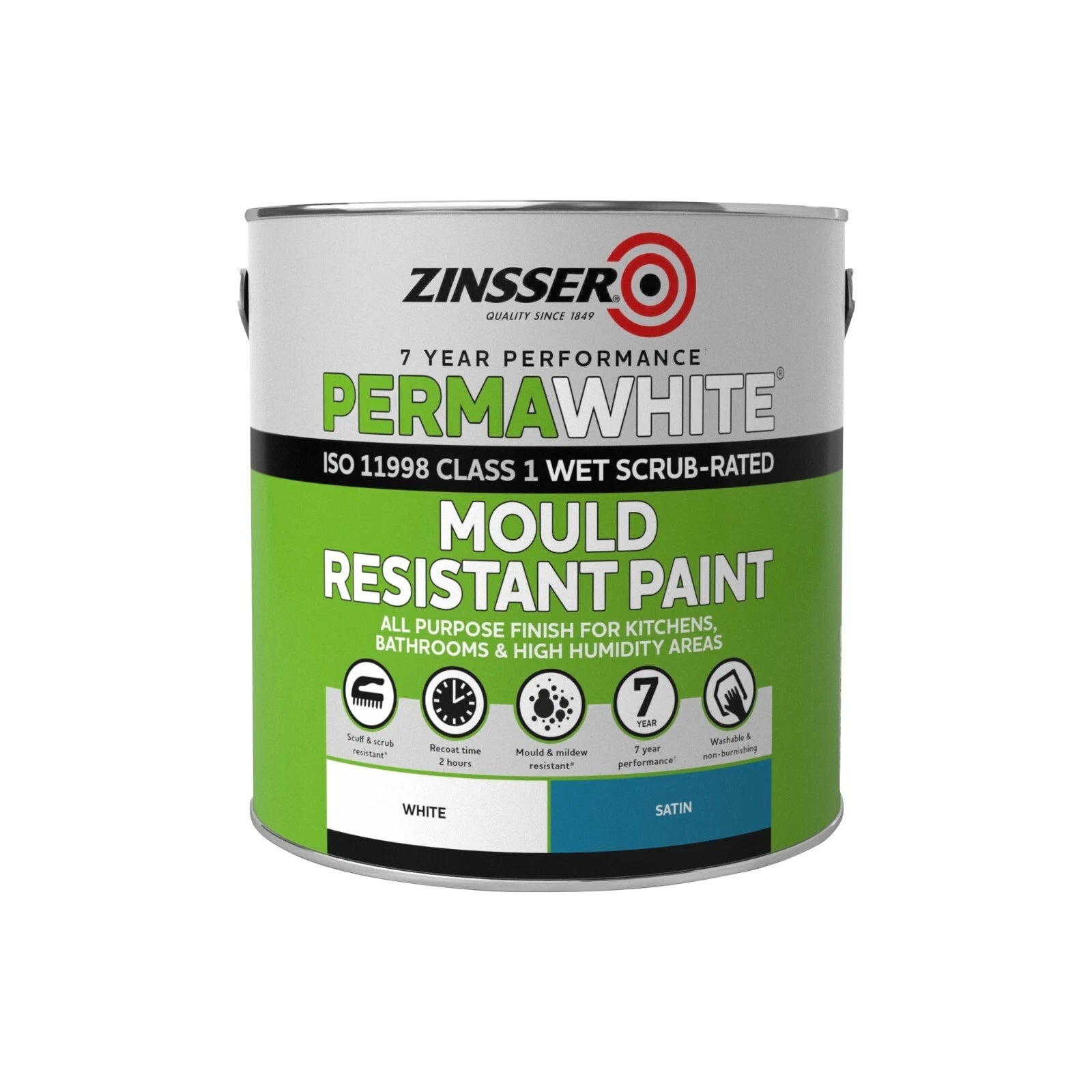 Zinsser Perma White Mould Resistant Paint Interior Matt & Satin 1L