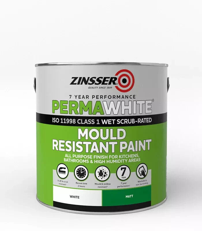 Zinsser Perma White Mould Resistant Paint Interior Matt & Satin 1L