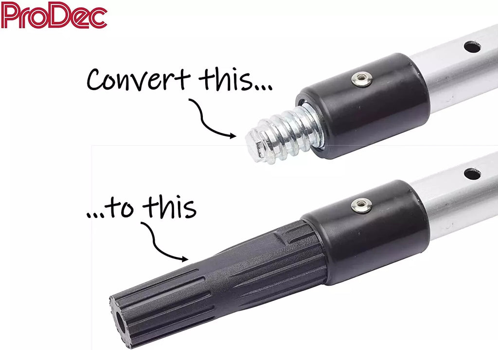 ProDec Extension Pole Adaptor Convert Threaded To Push Fit Paint Roller Frames