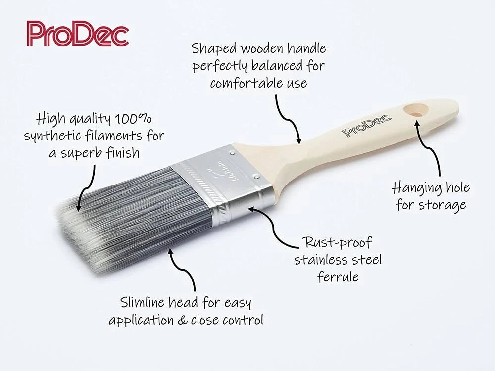 PRODEC Trojan Synthetic 6-Piece Paint Brush Set Painting Complete Decorating Kit