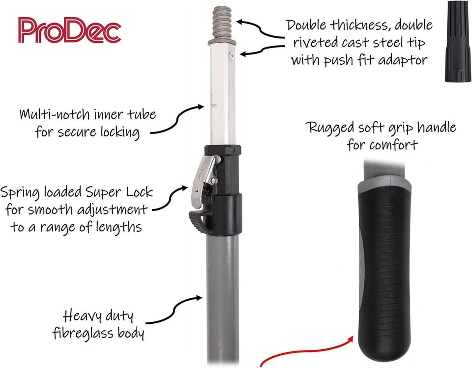 ProDec Advance 2' - 4' Super Lock Elite Extension Pole, Pole Screw or Push Fit